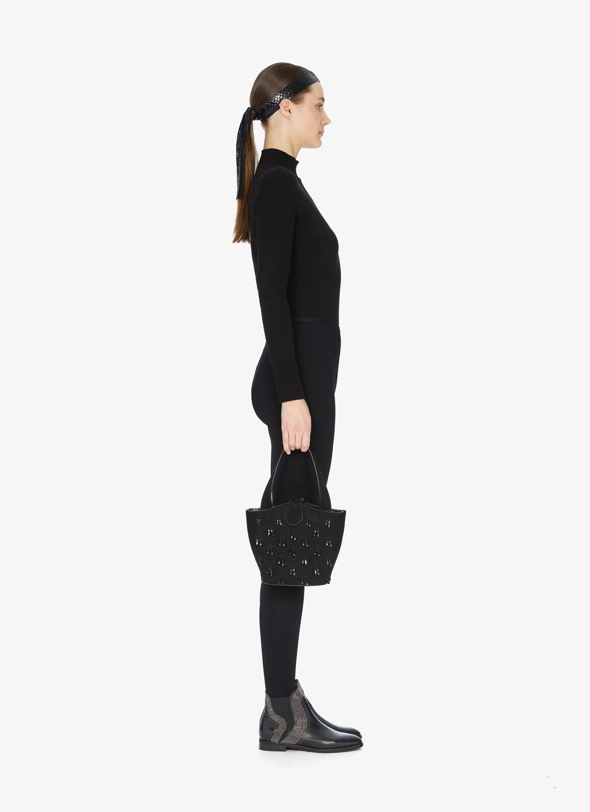 SLEEVELESS REEDITION SUEDE+ELAPHE BLACK ALAÏA BLACK  SLEEVELESS REEDITION SUEDE+ELAPHE BLACK